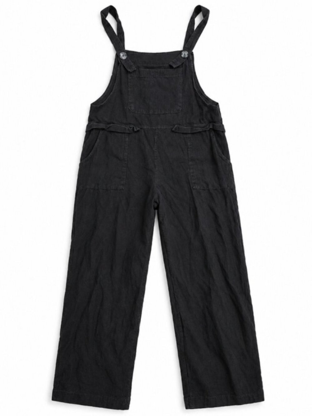 Washed Linen Wide-Leg Utility Overalls | Relaxed Workwear Style
